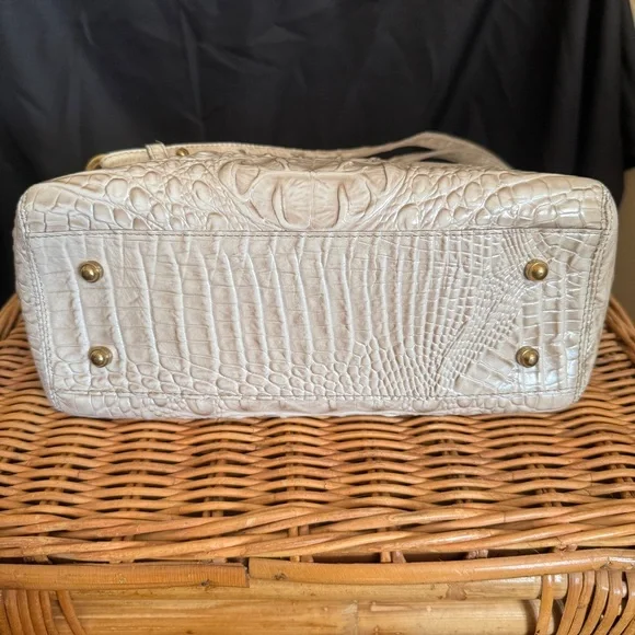 Brahmin Mini Arno Melbourne Beige Leather Satchel Handbag Shoulder Bag - Picture 3 of 9